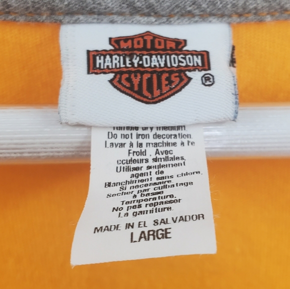 Harley-Davidson Tangerine Orange V Neck Cherokee NC Skull Graphic Tee Shirt - Picture 7 of 7